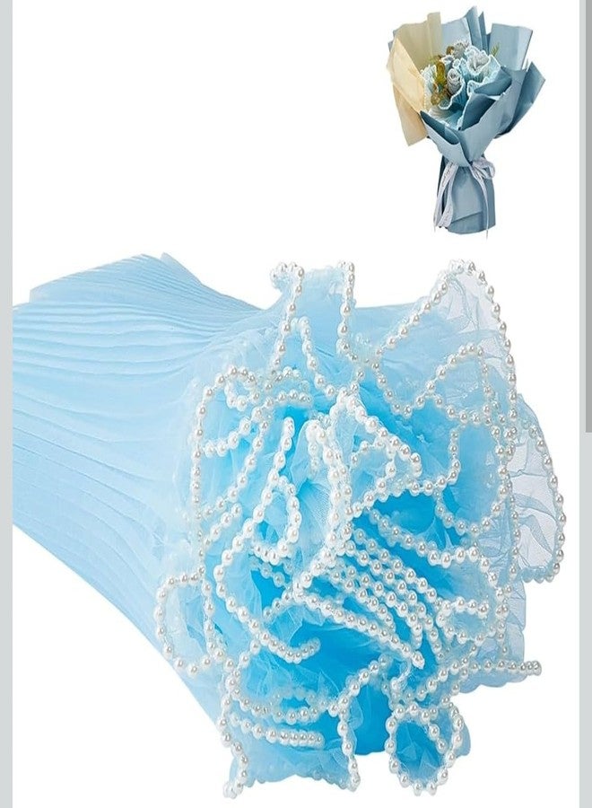 VRB Dec لفة شبكية زهرية من قطعتين (4 ياردات/قطعة) من VRB Dec، مثالية لتغليف الهدايا وباقات الزهور والأعمال اليدوية وتزيين المناسبات، وشبكة تغليف هدايا باقات الزهور للتزيين. (أزرق سماوي) - Image 1